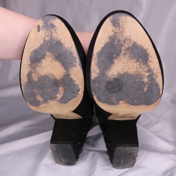 Zara Black Studded Embellished Block Heel Ankle Boots Booties Size 38 - Picture 13 of 14